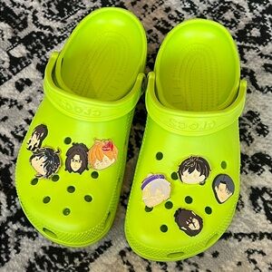 Crocs neon green slippers size 10